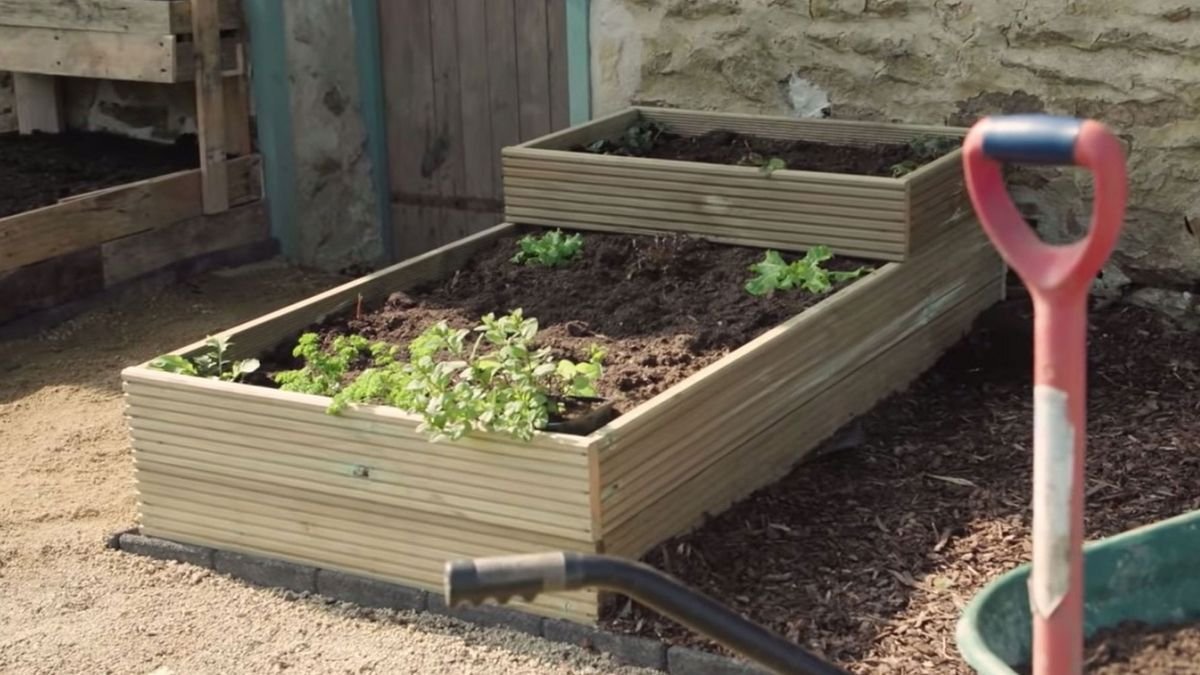 How to build a raised garden bed – see Dick Strawbridge DIY a planter with planks of wood and offcuts