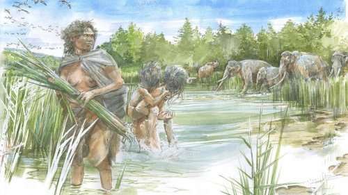 300,000-year-old footprints reveal extinct humans went on a lakeside family outing among giant elephants and rhinos