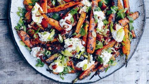 Easy vegetarian BBQ recipes: chargrilled carrot and ricotta salad