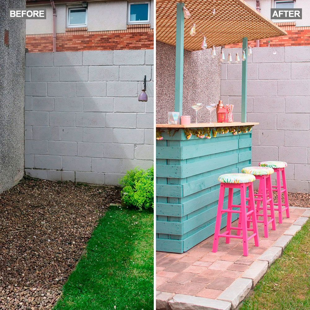 Homeowners upcycle materials to build brilliant garden cocktail bar for £60