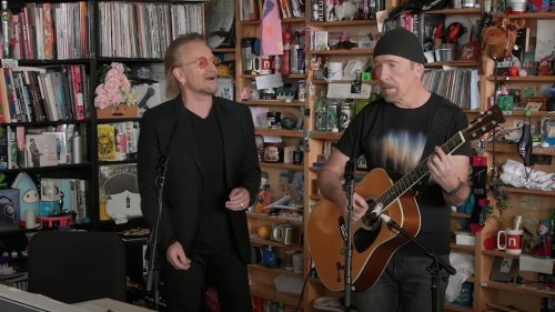 Watch Bono and the Edge perform reworked U2 classics using just an acoustic guitar and an Orange practice amp