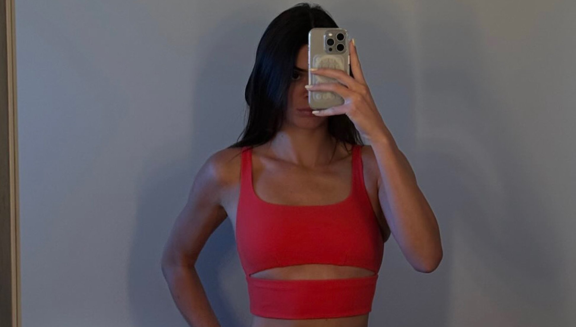 Kendall Jenner Brings the Heat in a Chili Pepper Red, Cut-Out Alo Yoga Set