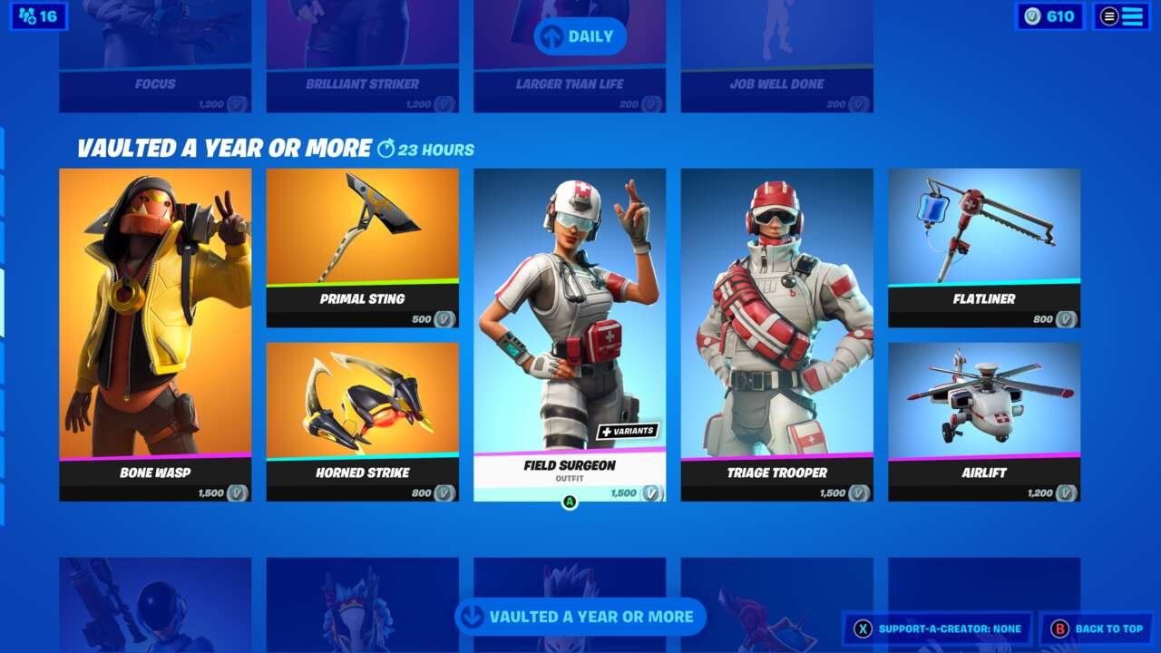 Fortnite Adds New Shop Section For Previously Vaulted Items