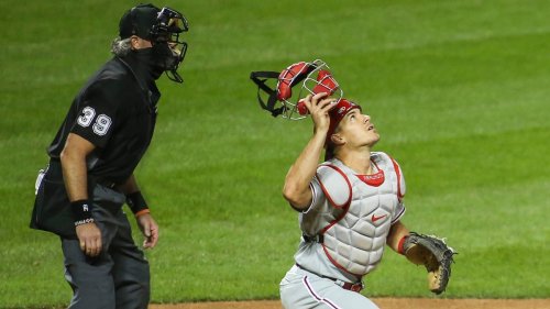 Philadelphia Phillies catcher J.T. Realmuto ejected for ... well, we're not sure what