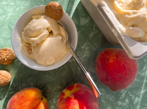 Cooking from the Bar Cart: Churned Peach and Amaretto Ice Cream
