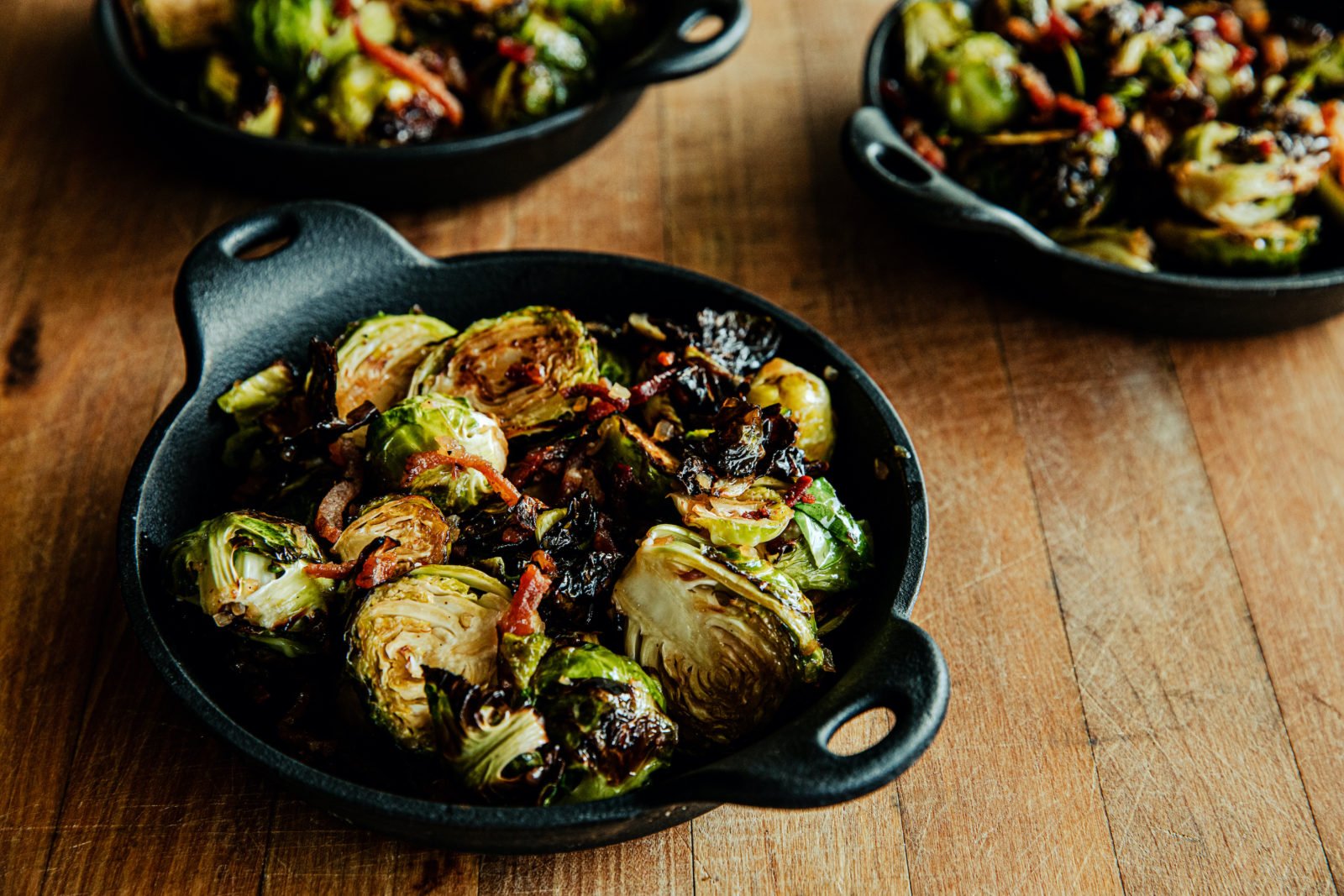Easy Roasted Brussels Sprouts with Benton’s Bacon Dressing