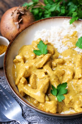 Curry-Geschnetzeltes mit Reis | Gaumenfreundin
