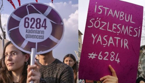 Kadınlar, ‘İstanbul Sözleşmesi’nin feshini reddeden Danıştay’ın kapısına siyah çelenk bıraktı