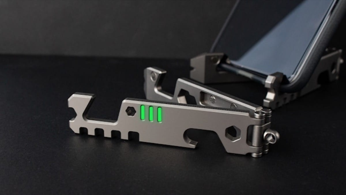 This Titanium Phone Stand Is Actually a 15-in-1 Multi-Tool in Disguise