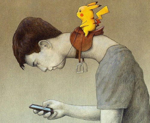 Polish illustrator’s Pokémon Go piece goes viral — see more of his work exposing our tech reliance