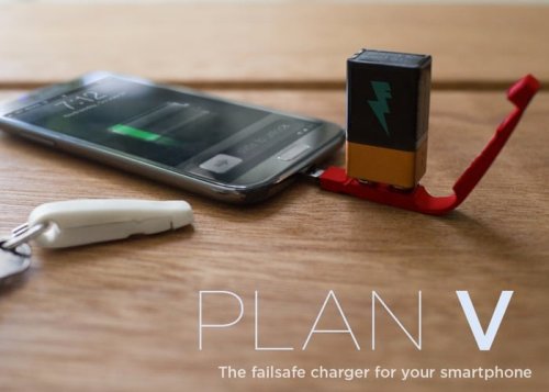 Plan V Failsafe Smartphone Charger Uses 9volt Batteries (video)