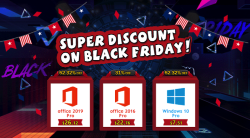 Black Friday Special Offers: Windows 10 Pro with $7.51 and Office 2019 Pro with $26.12