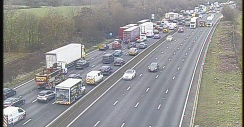 Live updates as M25 lanes closed after crash near Clacket Lane Services