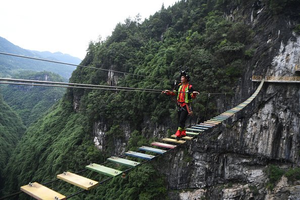 Suspension bridge in China's Pengshui