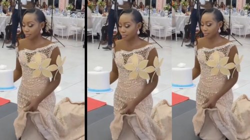 Trending video of a bride crawling to present a cake to her inlaws receives mixed reactions