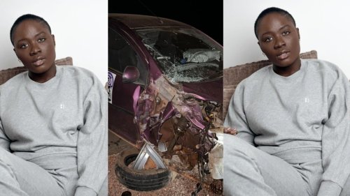 Tragic! Beautiful African lady driving from London to Lagos involved in a gory accident (Video)