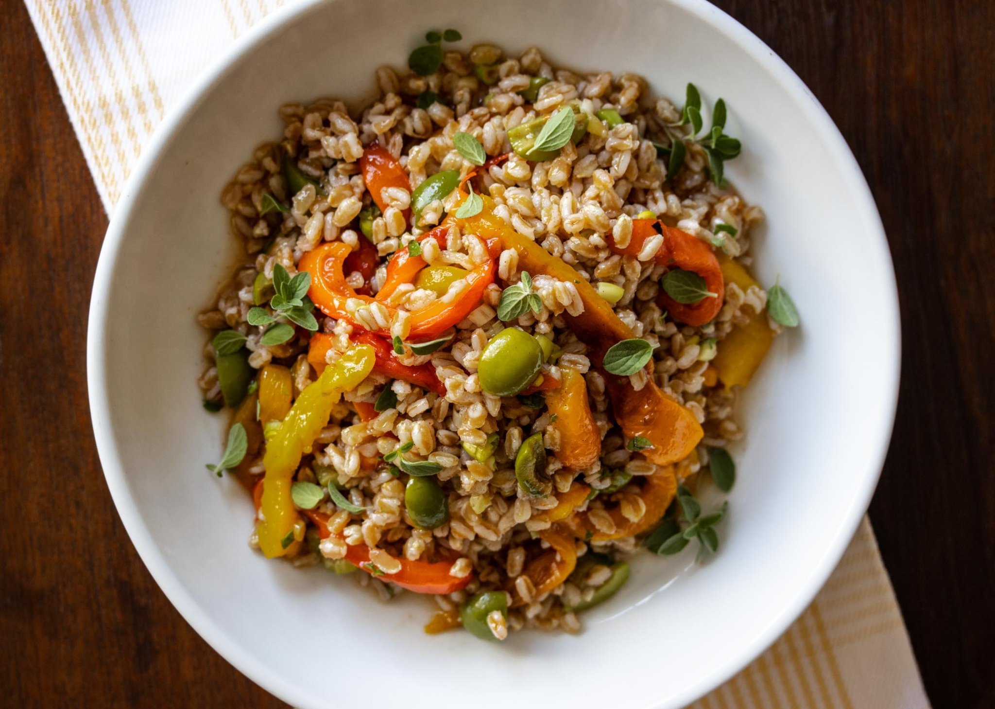 Roasted Bell Pepper with Italian Farro Salad