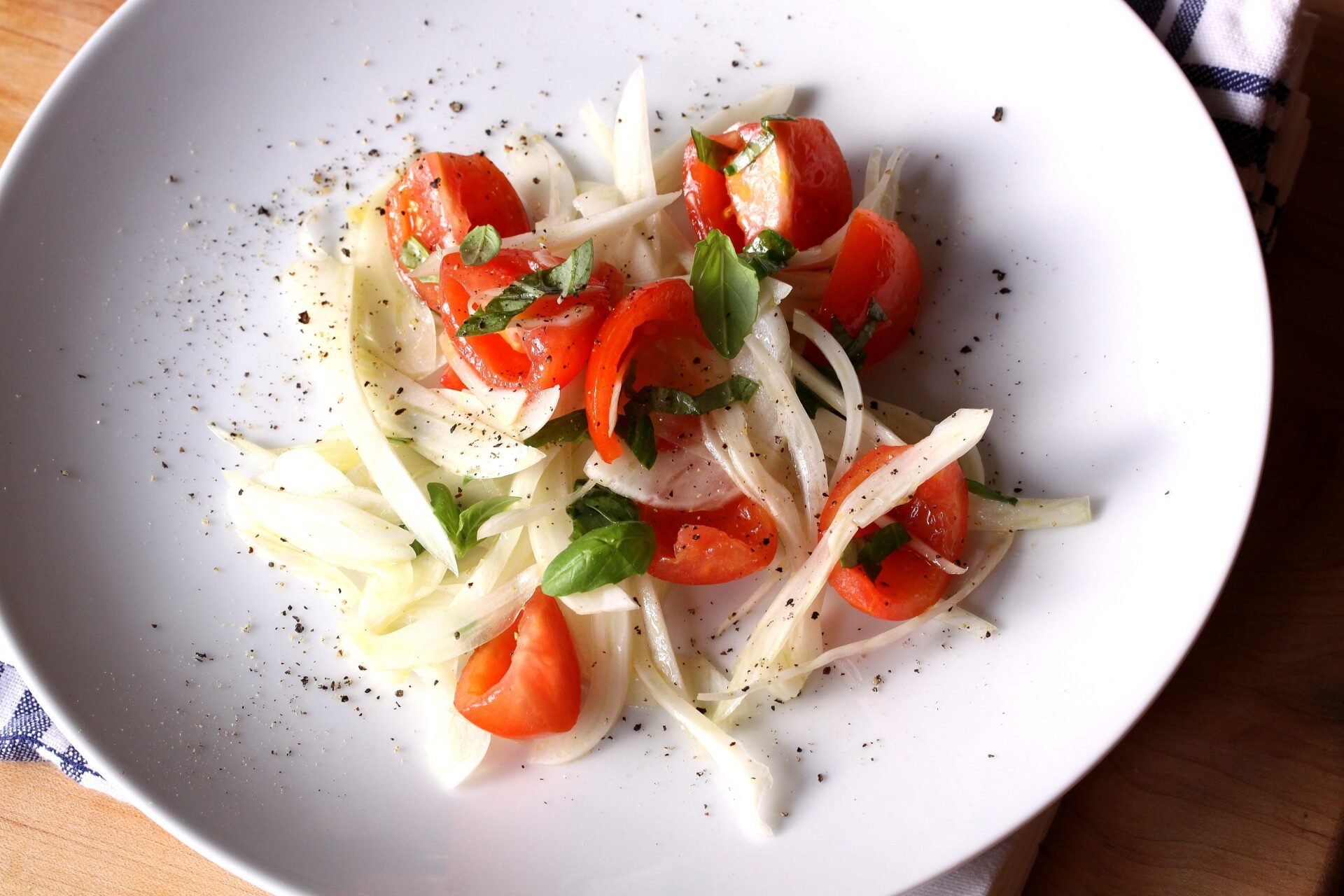 Fennel, Tomatoes Salad, Basil with Lemon Vinaigrette