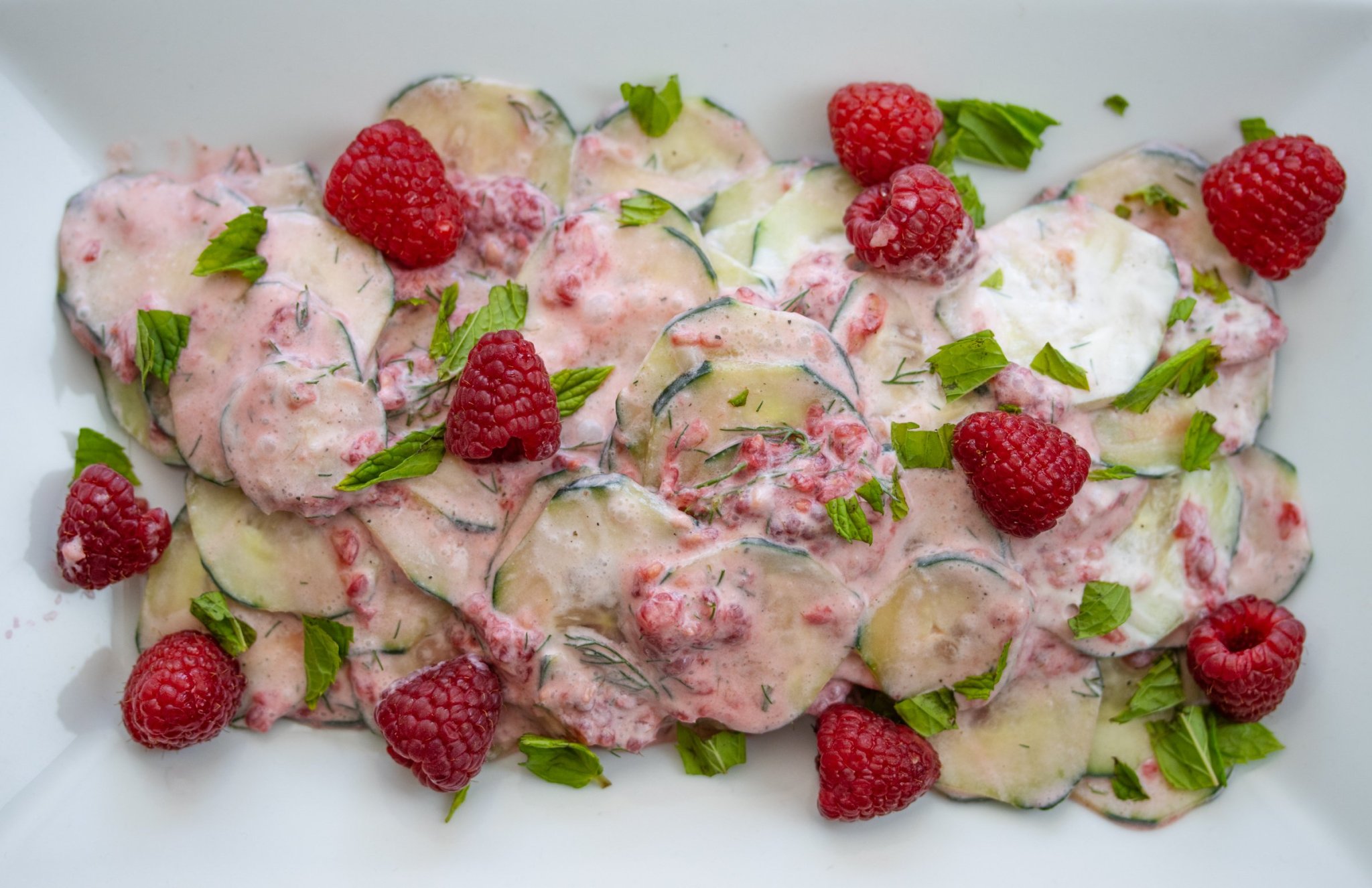 Cucumber Raspberry Salad - Refreshing & Easy Summer Salad