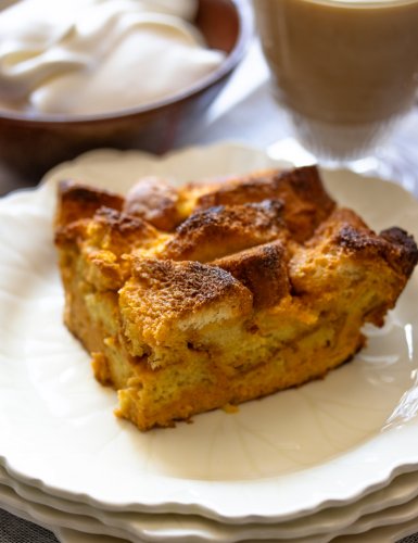 Baked Pumpkin French Toast with Brown Sugar Sauce – The Best!