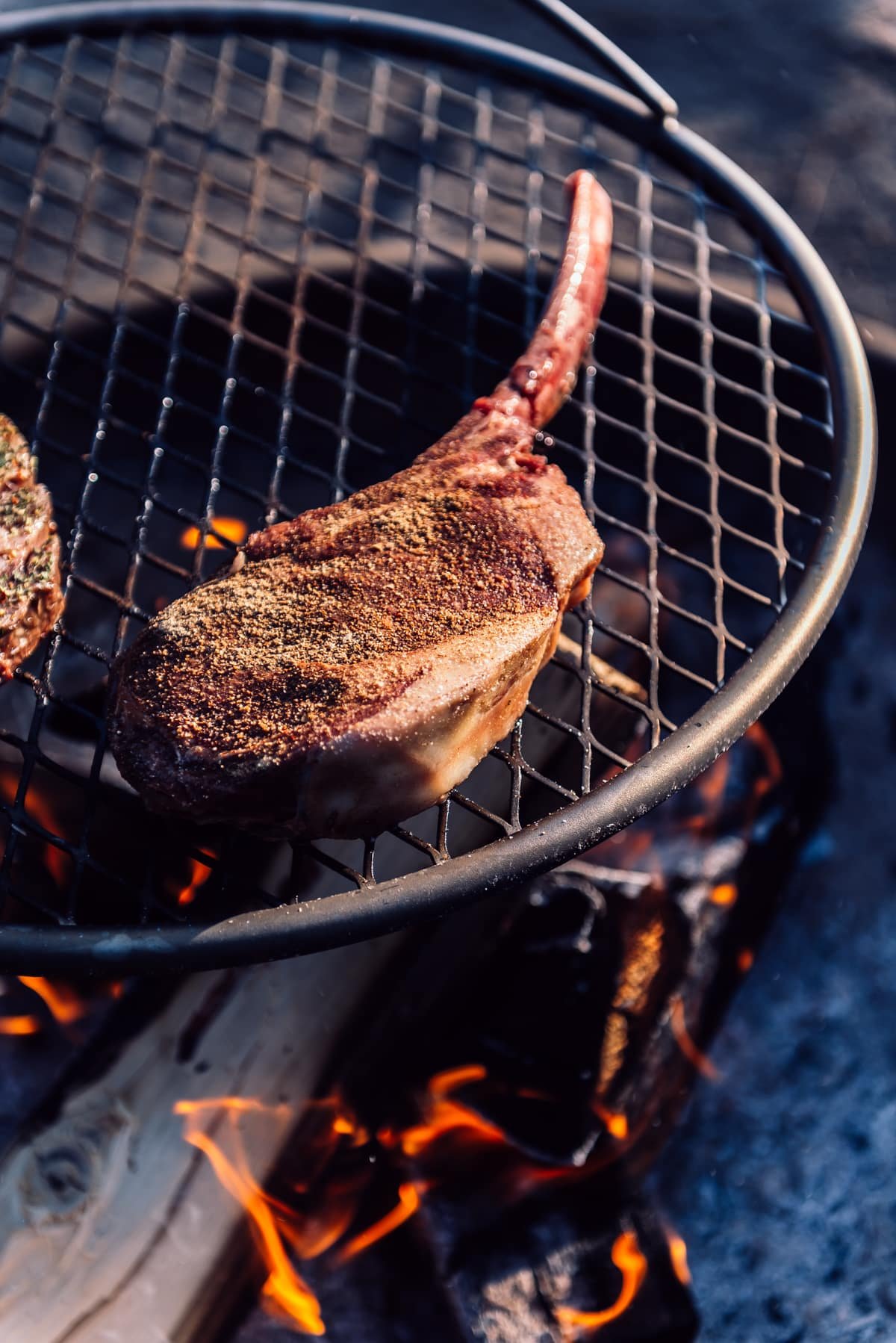 Campfire Grilled Tomahawk Steak