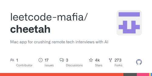 GitHub - leetcode-mafia/cheetah: Mac app for crushing remote tech interviews with AI
