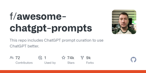 GitHub - f/awesome-chatgpt-prompts: This repo includes ChatGPT prompt curation to use ChatGPT better.
