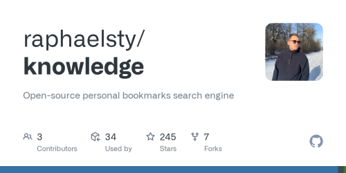 GitHub - raphaelsty/knowledge: Open-source personal bookmarks search engine