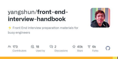 GitHub - yangshun/front-end-interview-handbook: ⚡️ Front End interview preparation materials for busy engineers