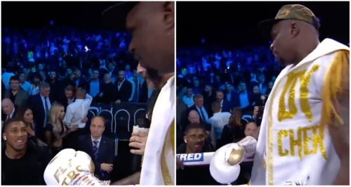 Dillian Whyte unhappy with Anthony Joshua after ringside exchange - footage shows why
