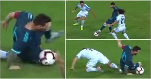 Lionel Messi proving he can even out-dribble players on the floor is forever mesmerising