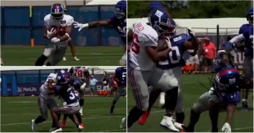 Giants running back Saquon Barkley destroys teammate with thunderous hit in practice