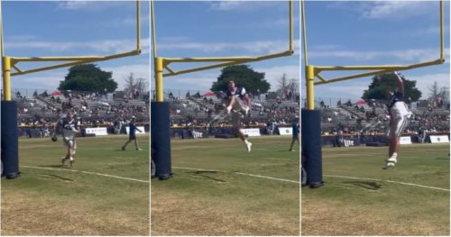 Cowboys LB Leighton Vander Esch pulls off insane between-the-legs goalpost dunk