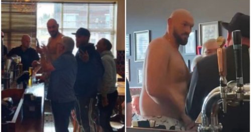 Tyson Fury went full Tyson Fury as he walked topless into a pub in Liverpool and had a drink