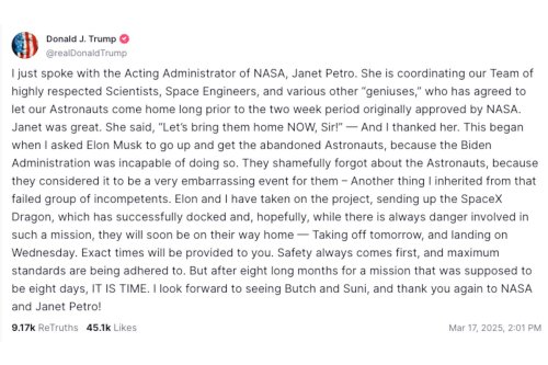 A Meticulous Breakdown of Trump's Desperate Attempt to Take Credit for the Starliner Crew’s Return