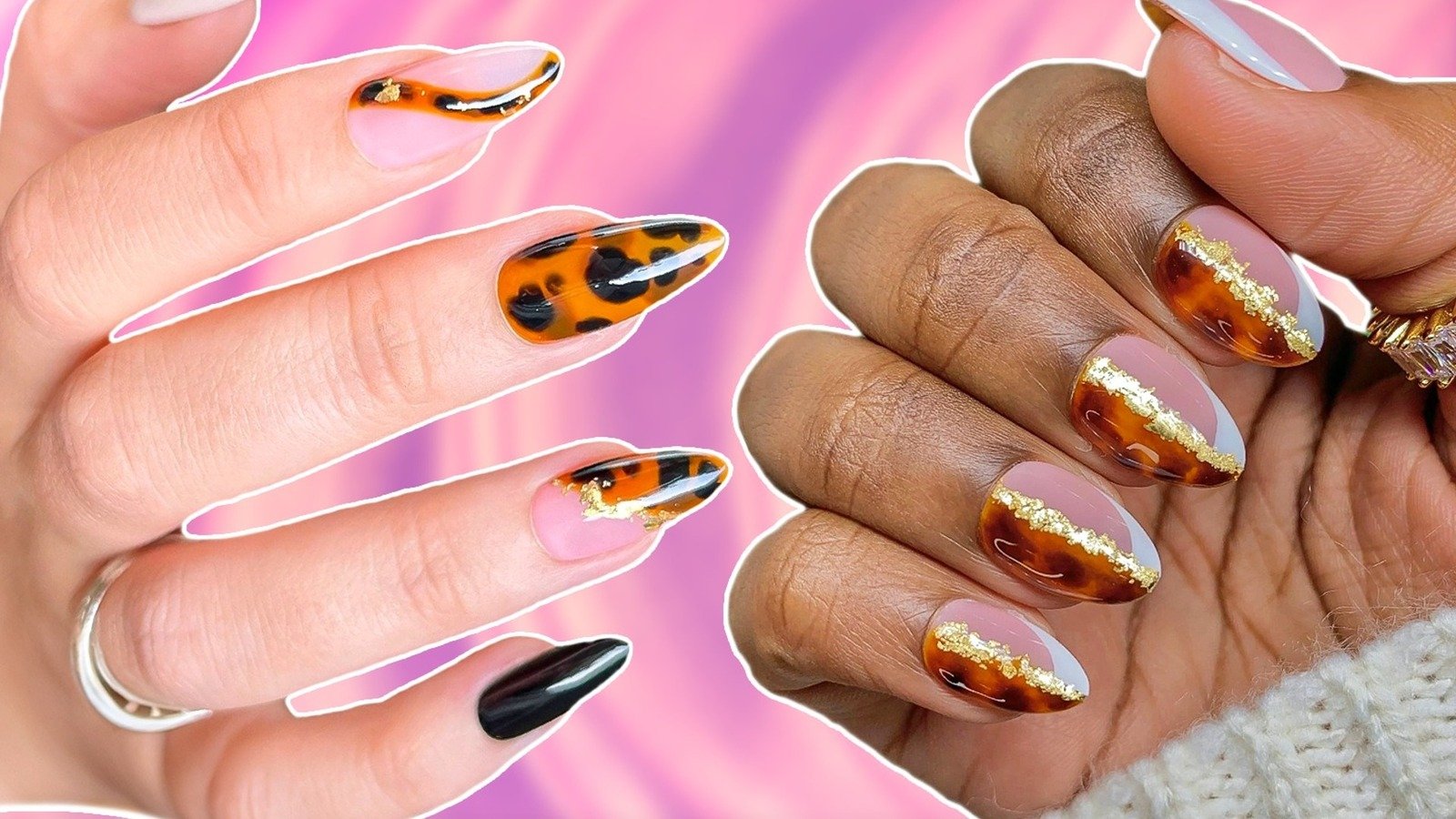 Split Tortoise Shell Nails Are The Trendy Update On The Classic Fall Manicure