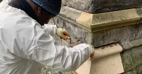 Stone mason trainee from Malawi carves stone for Glasgow Cathedral despite no formal training