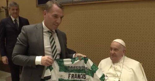 Celtic top presented to Pope Francis by Brendan Rodgers as Hoops squad visit Vatican