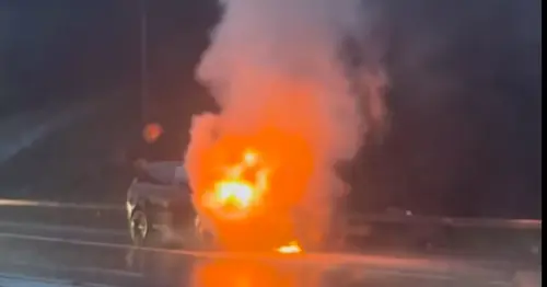 Glasgow M8 footage shows Range Rover bursting into flames causing traffic chaos