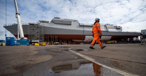 Watch as Royal Navy HMS Glasgow is brought together in Govan shipyard