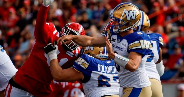 Collaros on the sidelines as winless Bombers prepare to host Redblacks