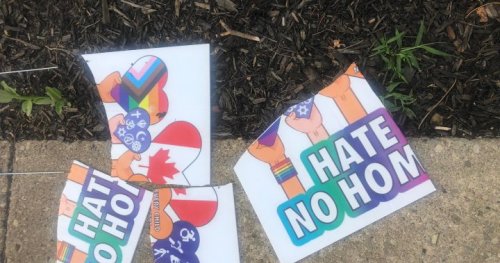 Tillsonburg, Ont. business owner’s Pride flags burned, threatening message left again