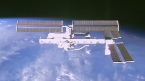 3 UFOs Make A Symbol In Front Of Astronauts And On Camera