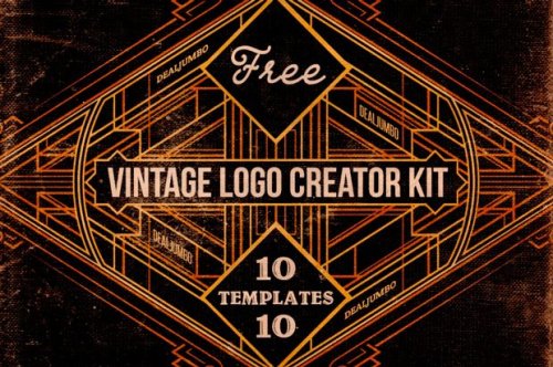 Set gratuito de 10 plantillas PSD para crear logos vintage