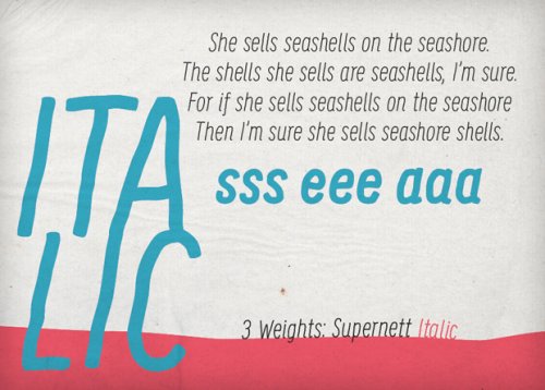 Supernett, una sans serif a mano y con numerosas opciones alternativas