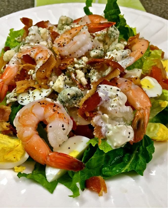 Shrimp Cobb Salad with Blue Cheese Dressing