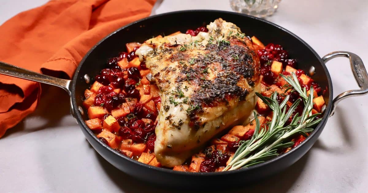 Roasted Turkey Breast with Sweet Potatoes and Cranberries