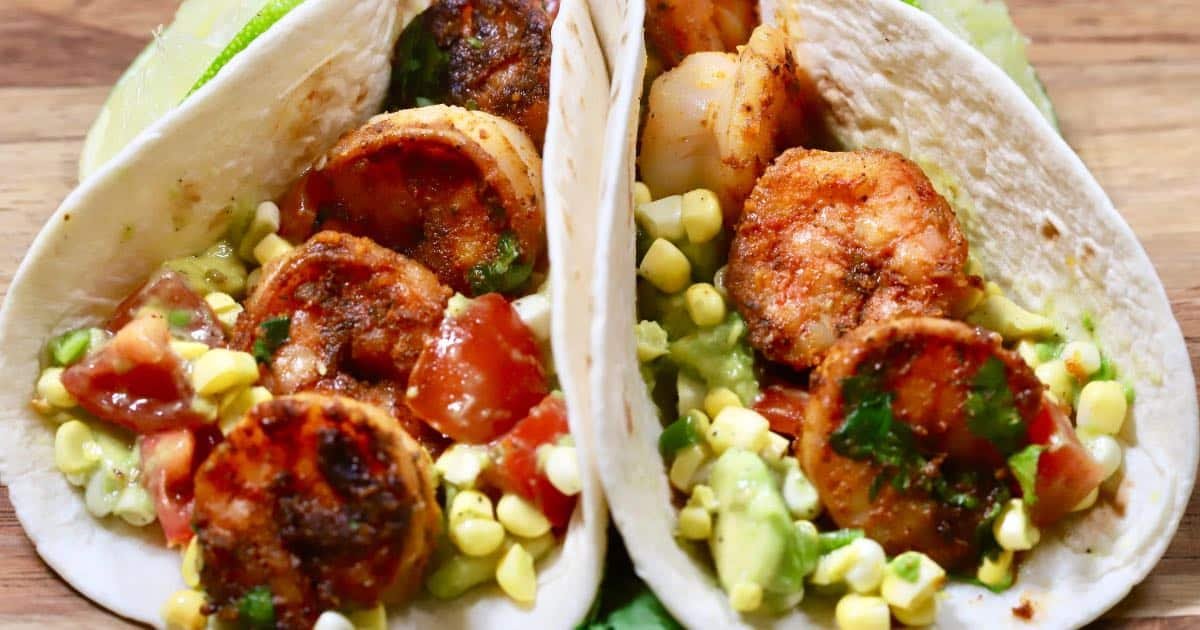 Spicy Blackened Shrimp Tacos Recipe with Avocado Salsa