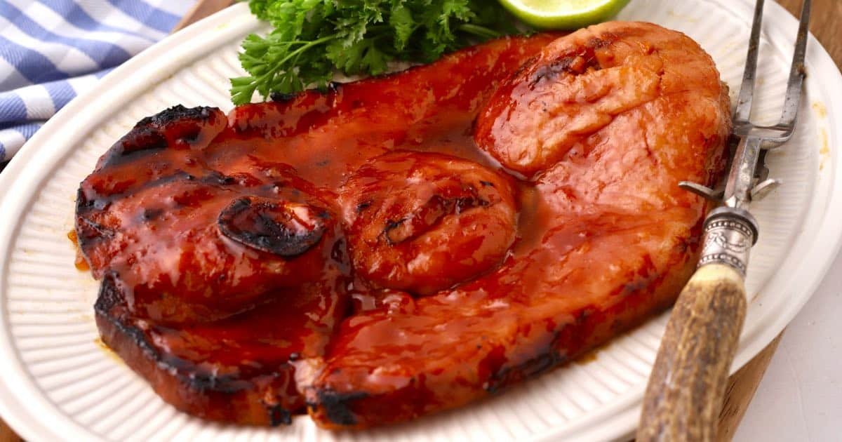 Grilled Ham Steak with Apricot Glaze