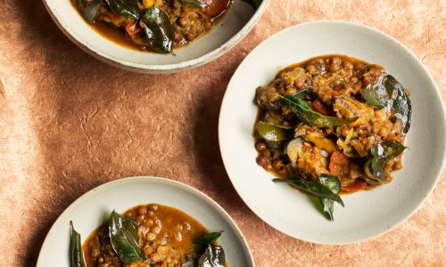 Nigel Slater’s recipes for lentils with aubergine, and figs in sloe gin